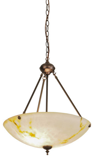 Meyda Lighting 149071 20"W Corinth White Marble Inverted Pendant