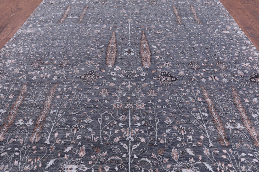 10' 1" X 14' 6" Hand-Knotted Persian Ziegler Wool and Silk Rug Q7061