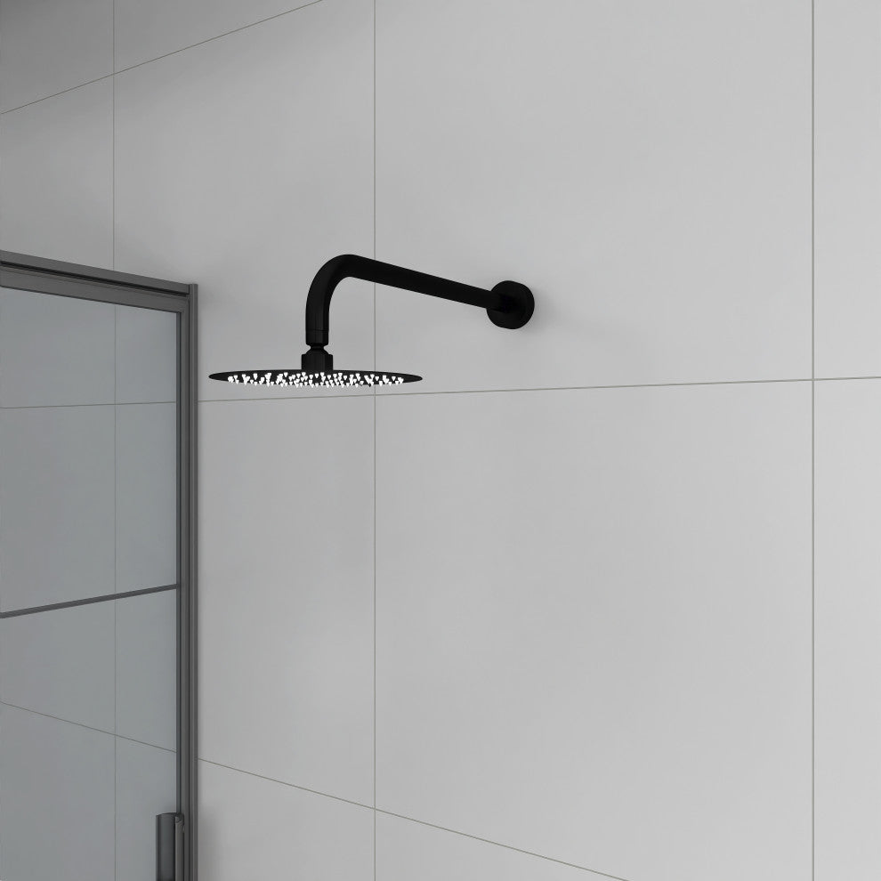 Wall Mount Shower Faucet With Rough-In Valve, Matte Black