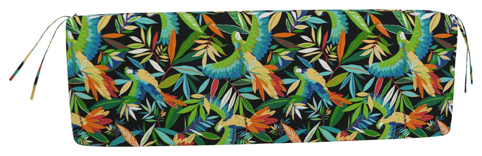 63"X19" Patterned Outdoor Spun Polyester Bench Cushion, Tucuman Ebony