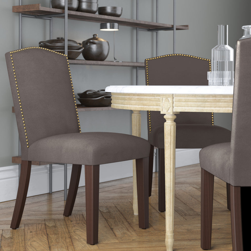 Powell Nail Button Camel Back Dining Chair, Regal, Gray
