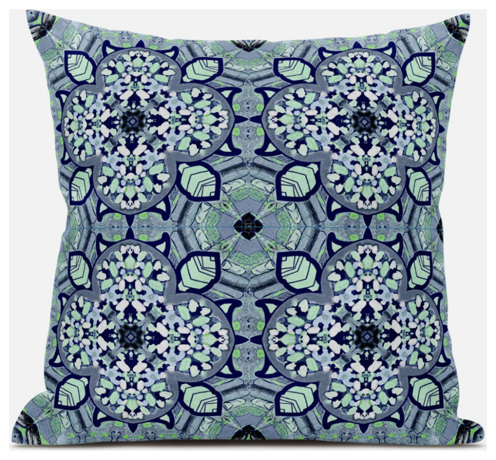 20" Blue Aqua Cloverleaf Boho Suede Throw Pillow
