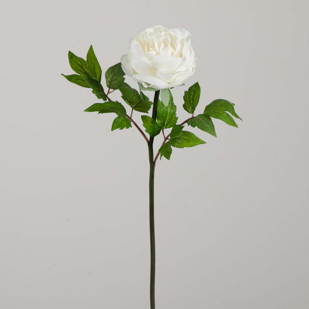 20in. Artificial Peony Flower Stems, Set of 3, White