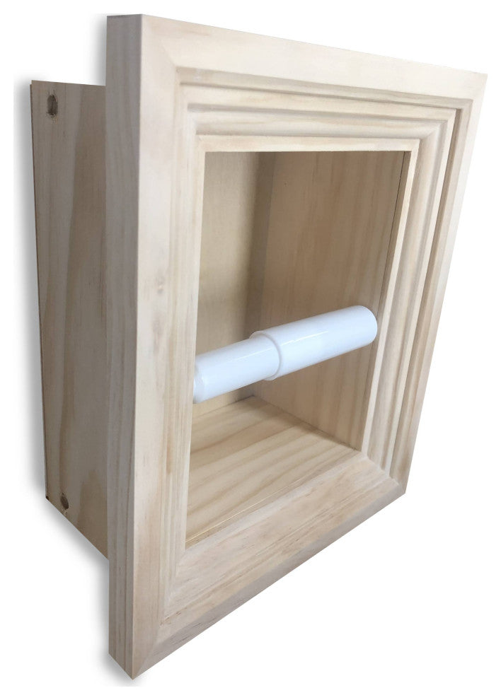 Tampa Recessed Solid Wood Toilet Paper Holder 7 x 8.5, Unfinished
