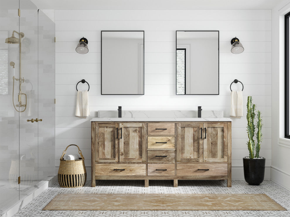 Malibu Mango 72 Double Sink Bath Vanity in Natural 1.5" Calacatta Laza