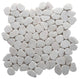 Milky white small round sliced pebble tile 12x12 dimensions