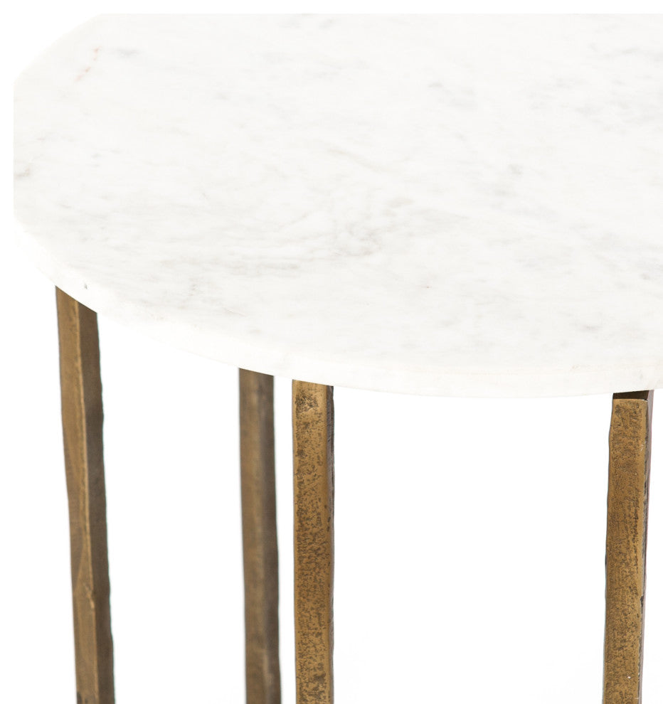 Naomi Marble End Table-Raw Brass