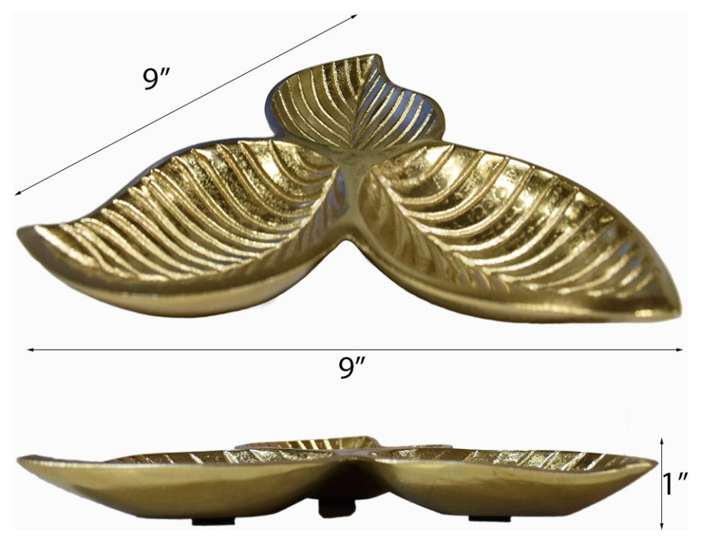 Handmade Decorative Aluminium Tray, Gold Color Coated