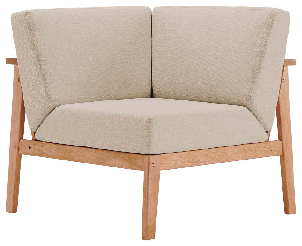 Lounge Chair, Wood, Brown Natural Taupe Gray, Modern, Outdoor Patio Cafe Bistro