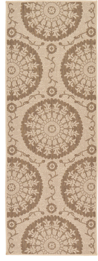 Unique Loom Beige Medallion Outdoor 2'x6' Runner Rug