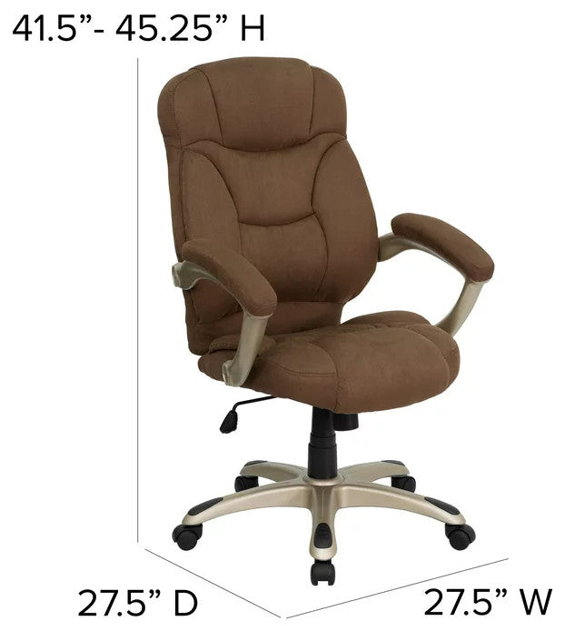 Office Chair, Swivel Design With Comfortable High Backrest , Brown Microfiber