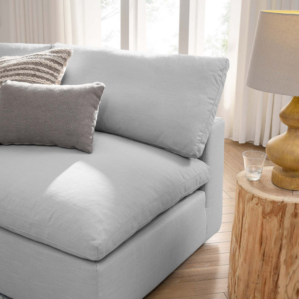 Commix Down Filled Overstuffed 5-Piece Armless Sectional Sofa, Light Gray