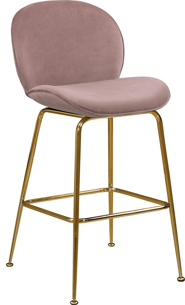 Paris Velvet Upholstered Counter Stool (Set of 2), Pink, Gold Base