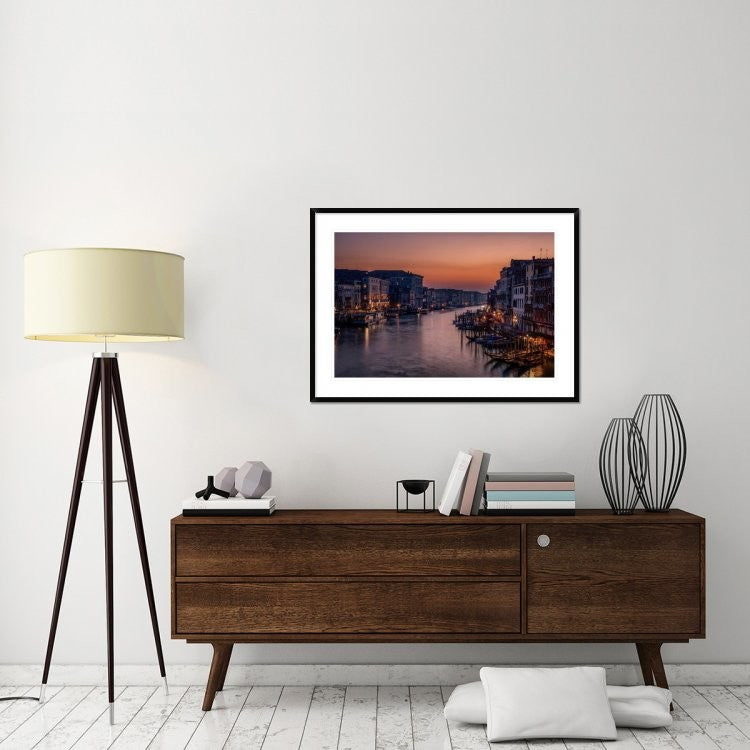 "Venice Grand Canal At Sunset" Framed Digital Print by Karen Deakin, 44x32"