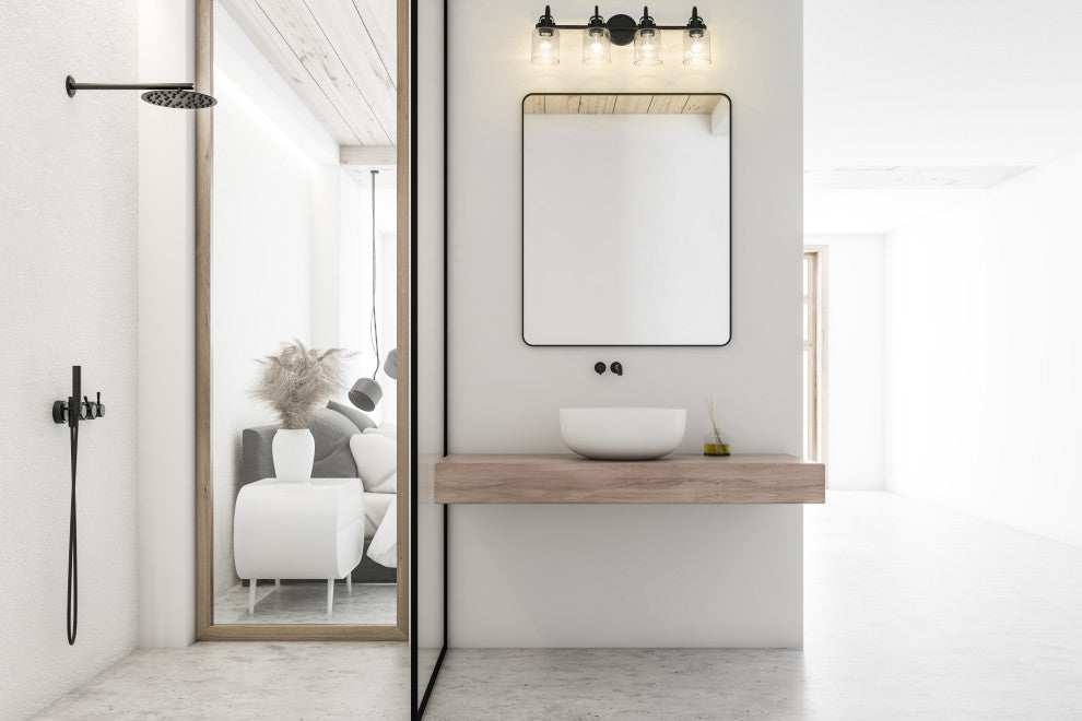 Zlite 340-4V-MB 4-Light Vanity, Clear Seeded