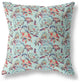 16" Red Aqua Roses Indoor Outdoor Throw Pillow