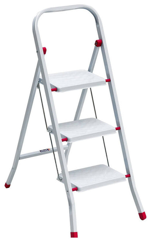 Folding Lightweight Step Ladder with Rail, Convenient Handgrip, 3 Step