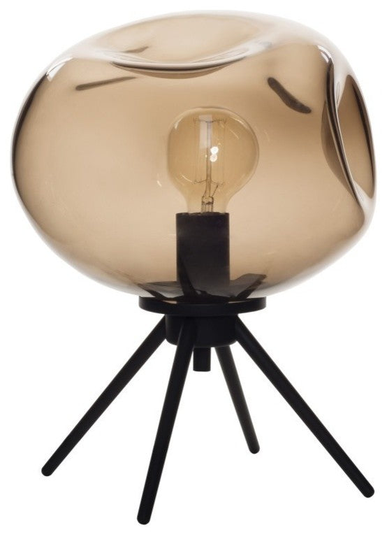 Table Lamp Handblown Glass Organic Contemporary Uplight, Brown