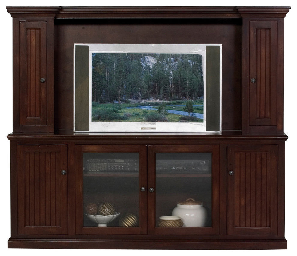 Eagle Furniture 80" Thin Entertainment Console, Soft White, With Hutch