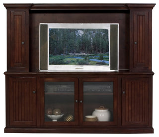 Eagle Furniture 80" Thin Entertainment Console, Soft White, With Hutch