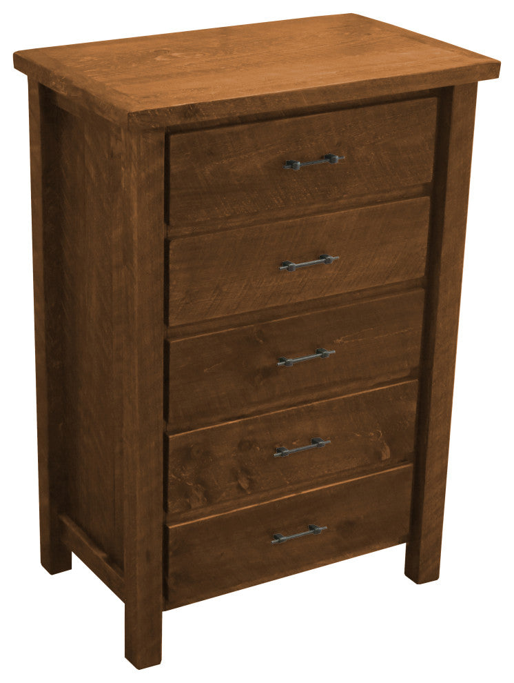 Barnwood Style Timber Peg 5-Drawer Chest, Early American