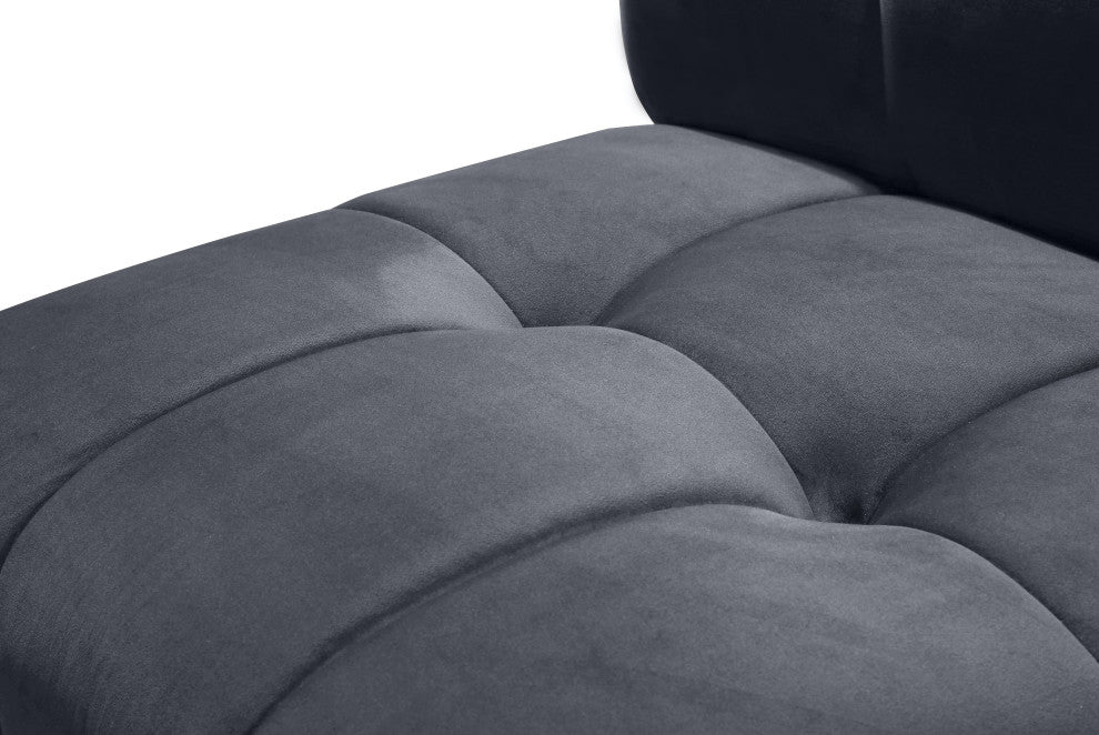 Limitless Velvet Upholstered 15-Piece Modular Sectional, Gray