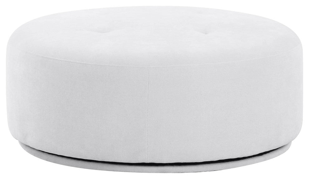 Fickle Grey Velvet Swivel Ottoman - Grey