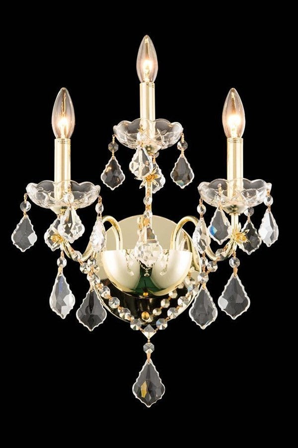 Elegant St. Francis Wall Sconce, Gold Finish With Royal Cut Crystal