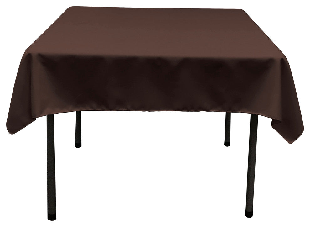 LA Linen Polyester Poplin Square Tablecloth, 52"x52", Brown