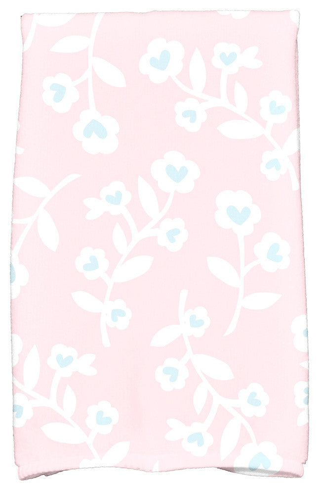 Valentines Floral, Holiday Floral Print Hand Towel, Pink