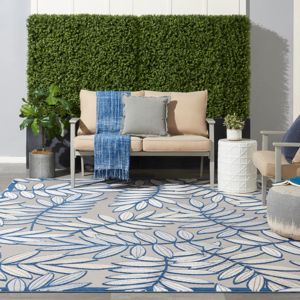 Nourison Aloha 12' x 15' Ivory/Navy Tropical Area Rug