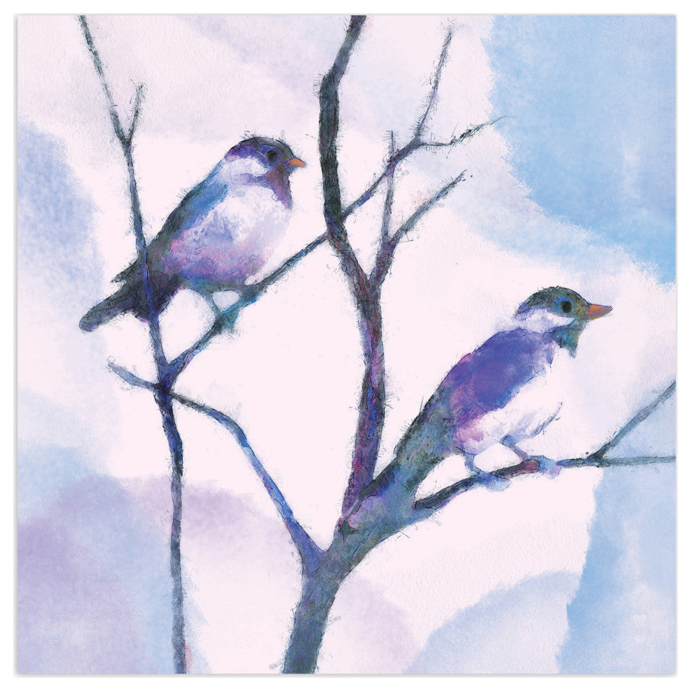 Watercolor Birds 12x12 Canvas Wall Art