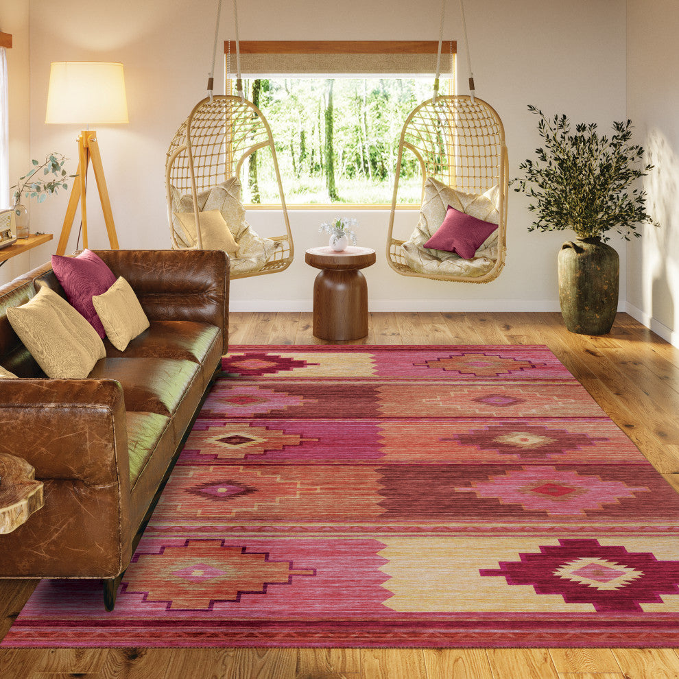 Indoor/Outdoor Phoenix PH1 Rose Machine Washable 3' x 5' Rug