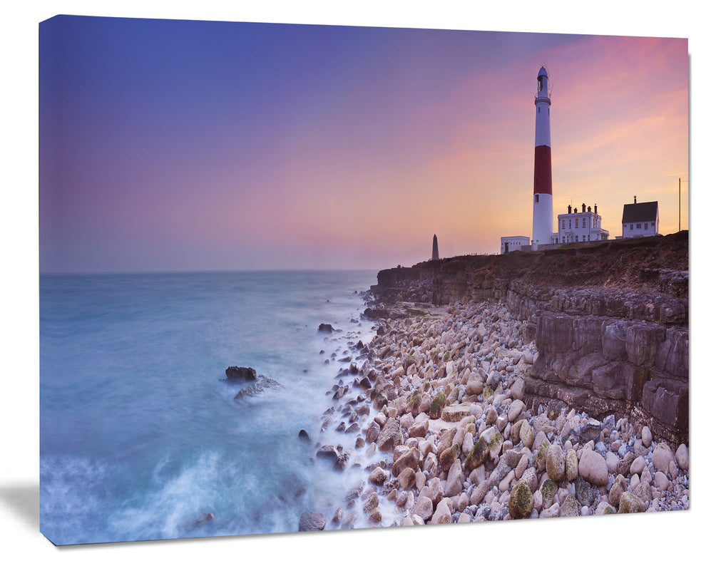 Portland Bill Lighthouse in Dorset, Modern Seashore Canvas Wall Art, 40"x30"