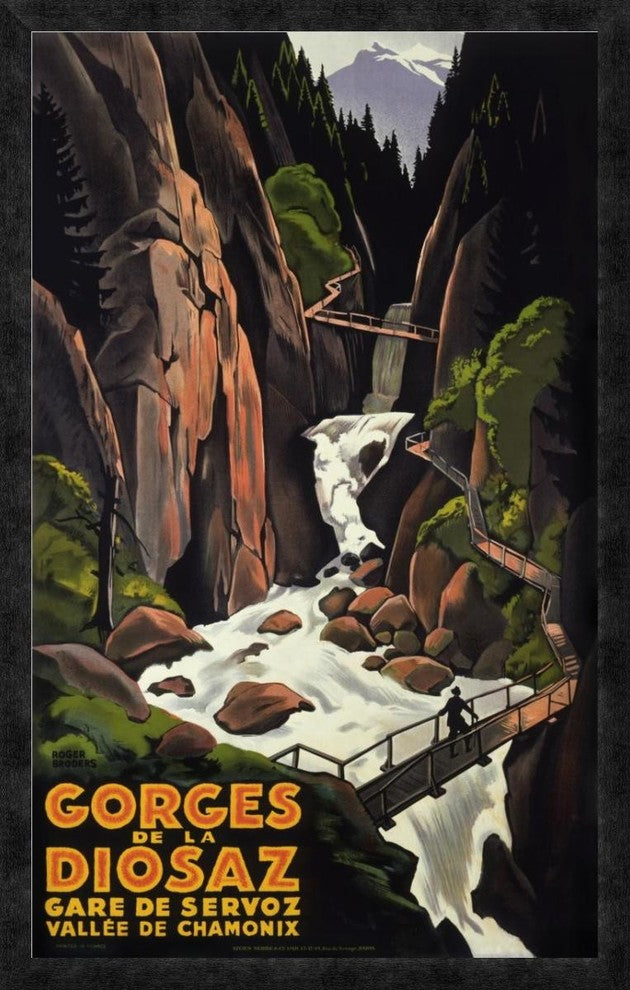 "Gorges de la Diosaz" Framed Canvas Giclee by Roger Broders, 24x38"
