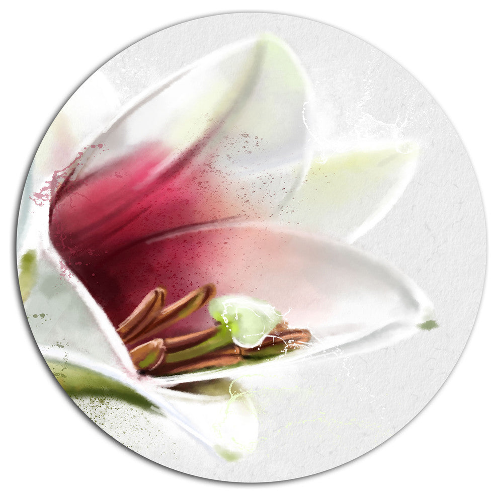 Beautiful Lily Flower Watercolor, Flowers Round Wall Art, 11"