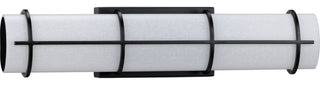Grid LED 1-Light White Linen Glass LED Modern Wall Light, Black