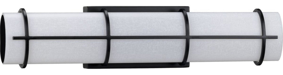 Grid LED 1-Light White Linen Glass LED Modern Wall Light, Black