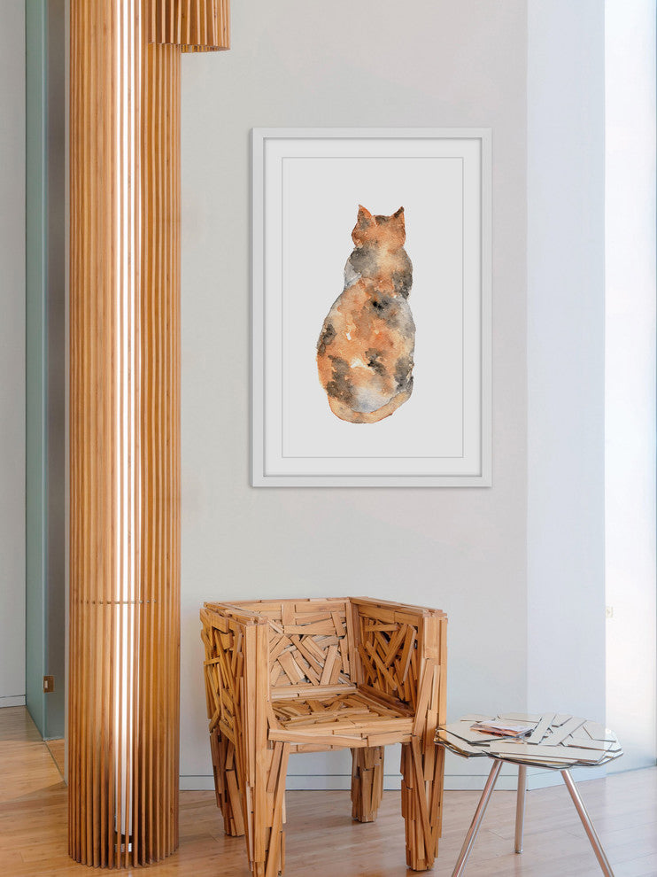 Marmont Hill, "Calico Cat" by Thimble Sparrow Framed Painting Print, 12x18