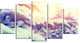 Winter Pine Trees in Mountains, Large Landscape Canvas Art, 60"x32", 5 Panels