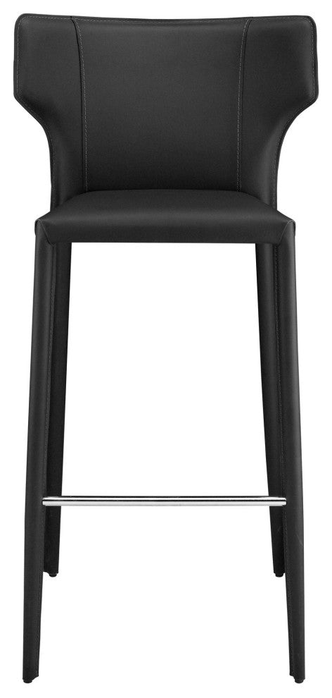 Wayne Bar Stool, Modern Barstool Leather Bar Stool, Black