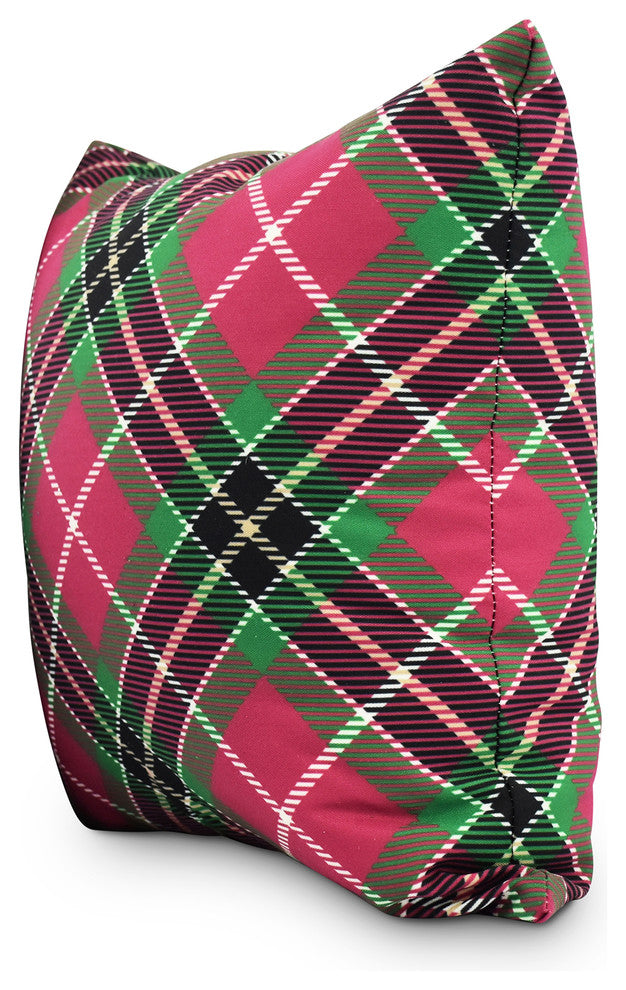 Mad for Plaid 16" Red Holiday Print Decorative Throw Pillow