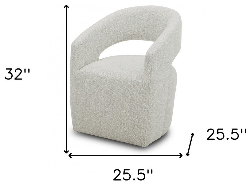 26" Cream Textured Polyester Modern Arm Chair