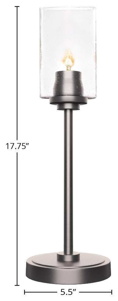 Luna 1-Light Table Lamp, Graphite/Square Clear Bubble
