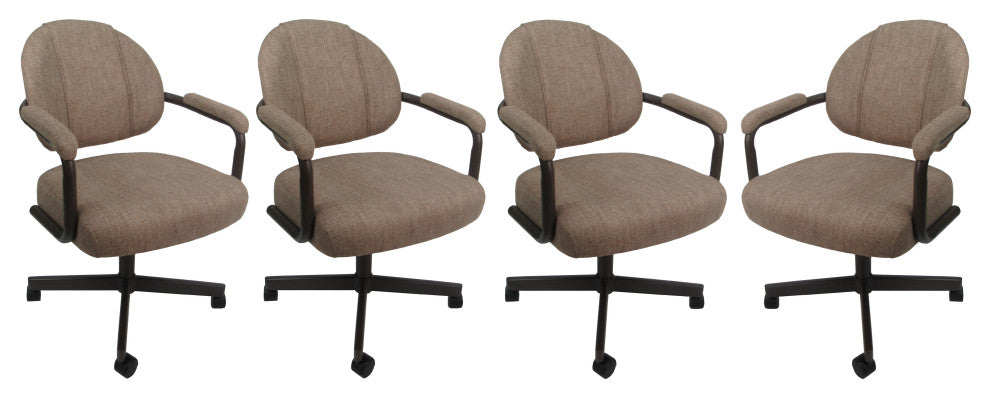 Set of 4, M-70 Swivel Tilt Dining Caster Chairs, Basin Beige on Coffee Chairs