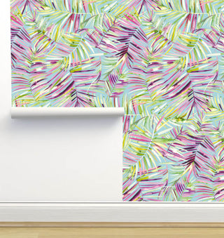 Relaxing Palms Blue Wallpaper by Ninola Designs, 24"x72"