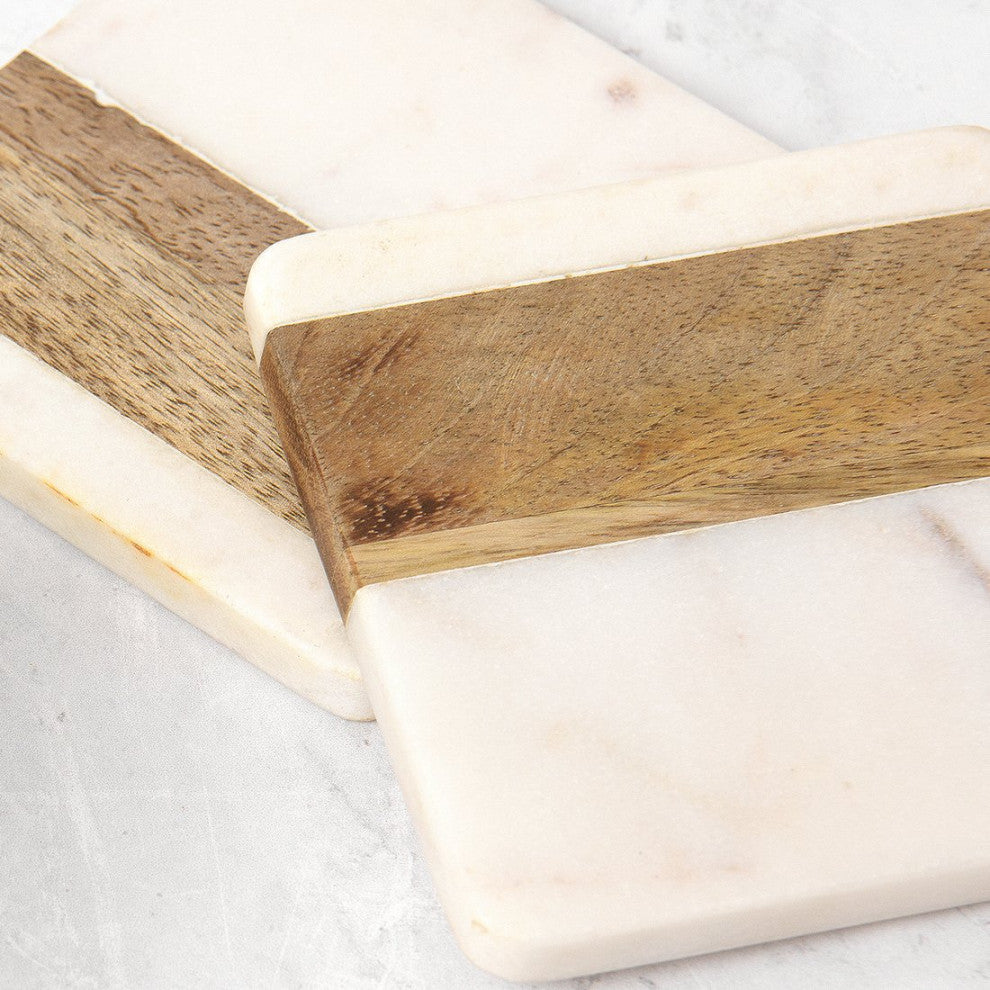 Marble and Wood square Coasters