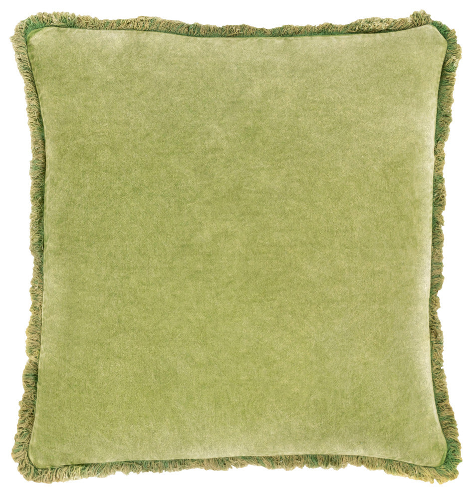 Surya Washed Cotton Velvet WCV-004 20"x20" Pillow Cover, Lime