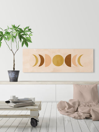 "Moon Phases Cycle" Painting Print on Wrapped Canvas, 60x20