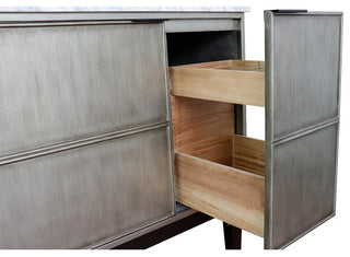 37" Single Vanity, Linen Brown Finish With Gray Granite Top And Rectangle Sink